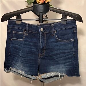 American Eagle Dark Blue Denim Cutoff Shorts - Women
